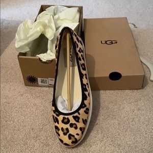 Ugg Kammi Calf Hair Leopard flats. New. Size 6.5